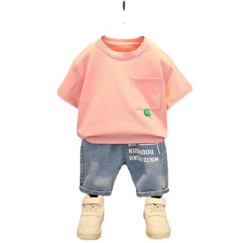 New Summer Baby Boy Kids Clothes Children Clothing Suit Tops Short-sleeve T-shirt Pants 2pcs/set Sport Infant 0-5 Years