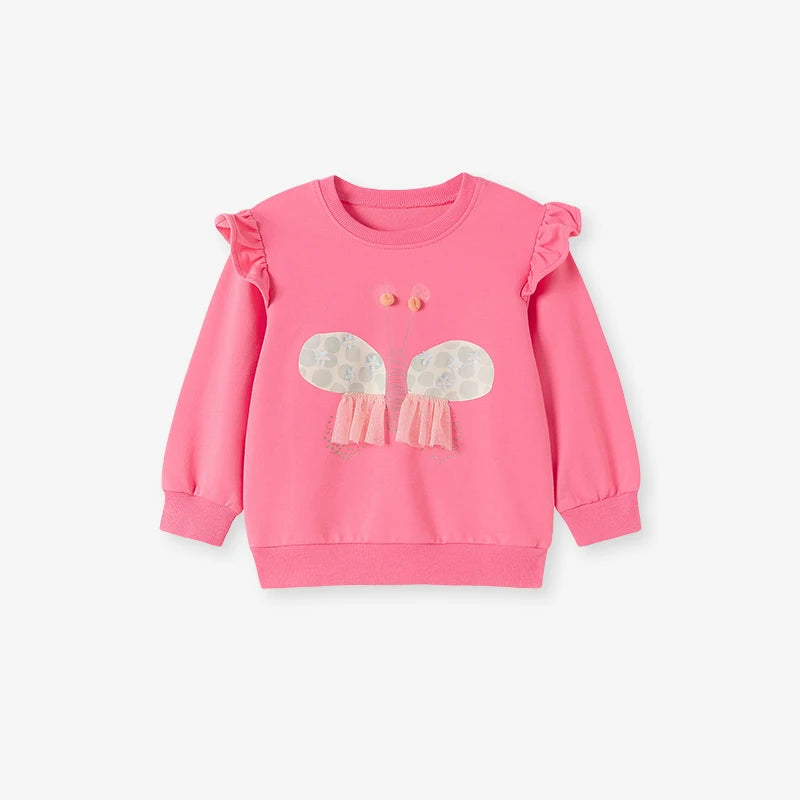 Little maven Animal Butterfly Appliques Children's Clothing Autumn Baby Girls Long Sleeve Top for Sweatshirts Girls Sweatshirt