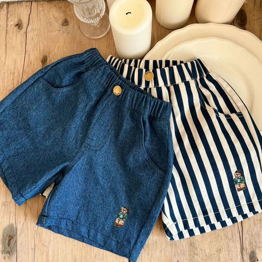 New Classic Shorts for Boys Girl Baby Cotton Stripe Elastics Waist Casual Summer Kids Shorts 0-4 Years