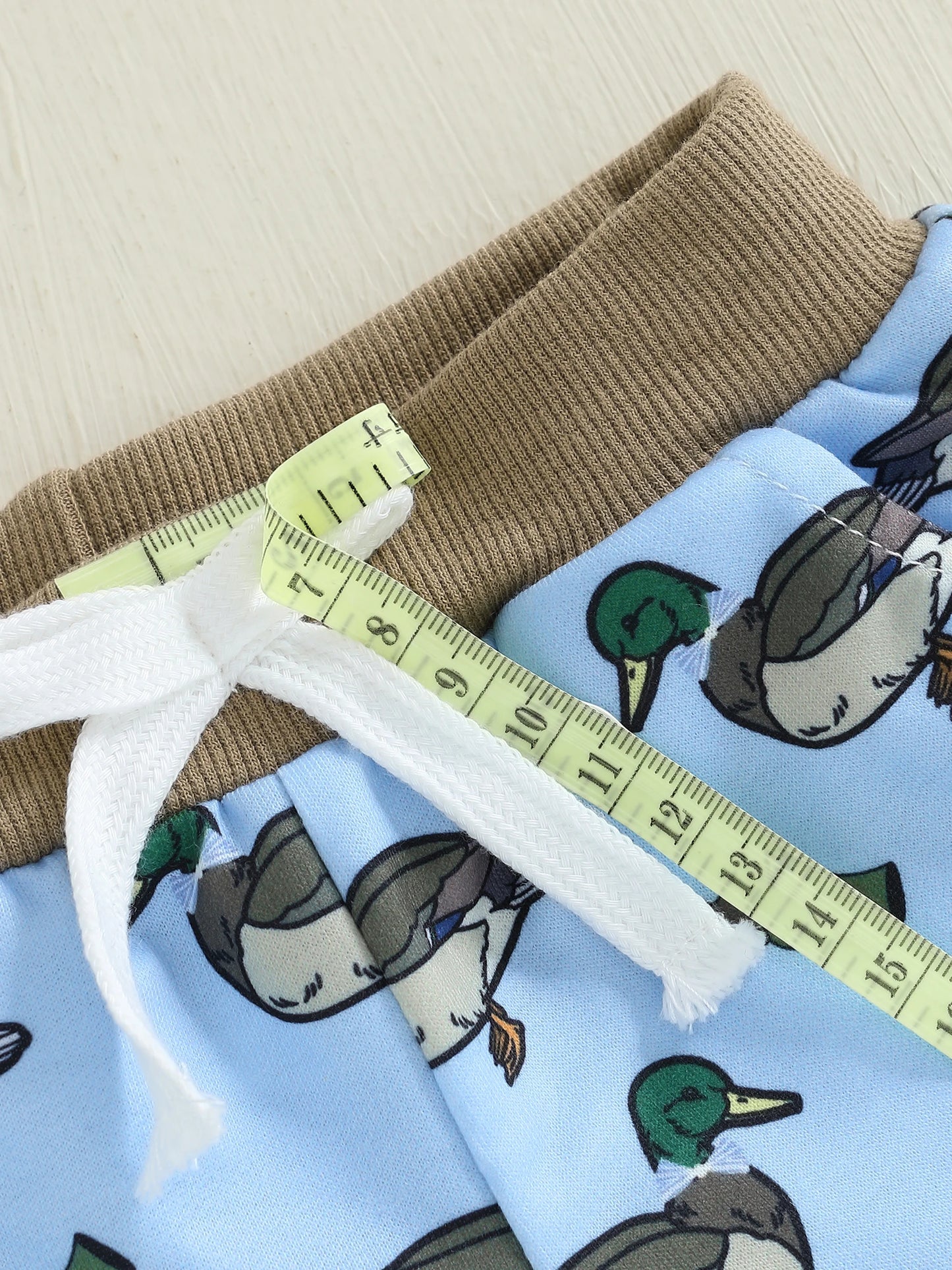 FOCUSNORM 0-3Y Infant Baby Boys Western Clothes Set Long Sleeve Crew Neck Duck Embroidery Sweatshirt with Print Pants