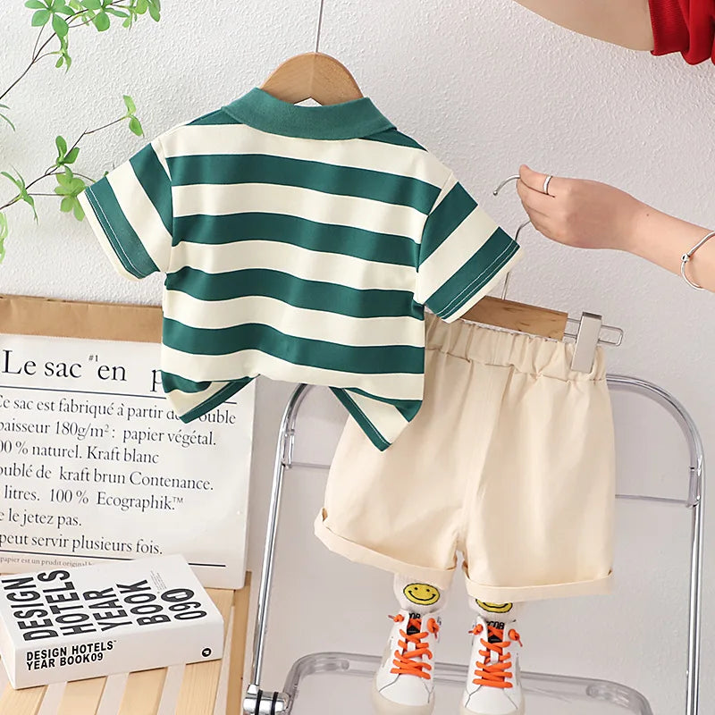 New Summer Baby Clothes Suit Children Boys Fashion Striped T-Shirt Shorts 2Pcs/Set Toddler Casual Sports Costume Kids Tracksuits