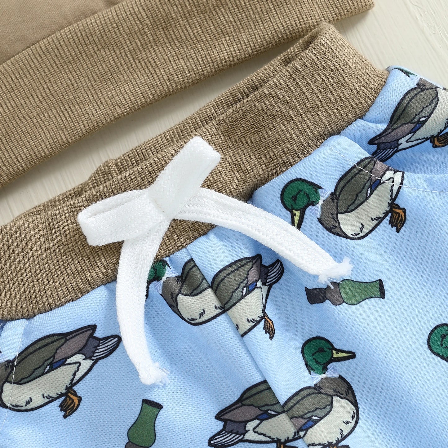 FOCUSNORM 0-3Y Infant Baby Boys Western Clothes Set Long Sleeve Crew Neck Duck Embroidery Sweatshirt with Print Pants