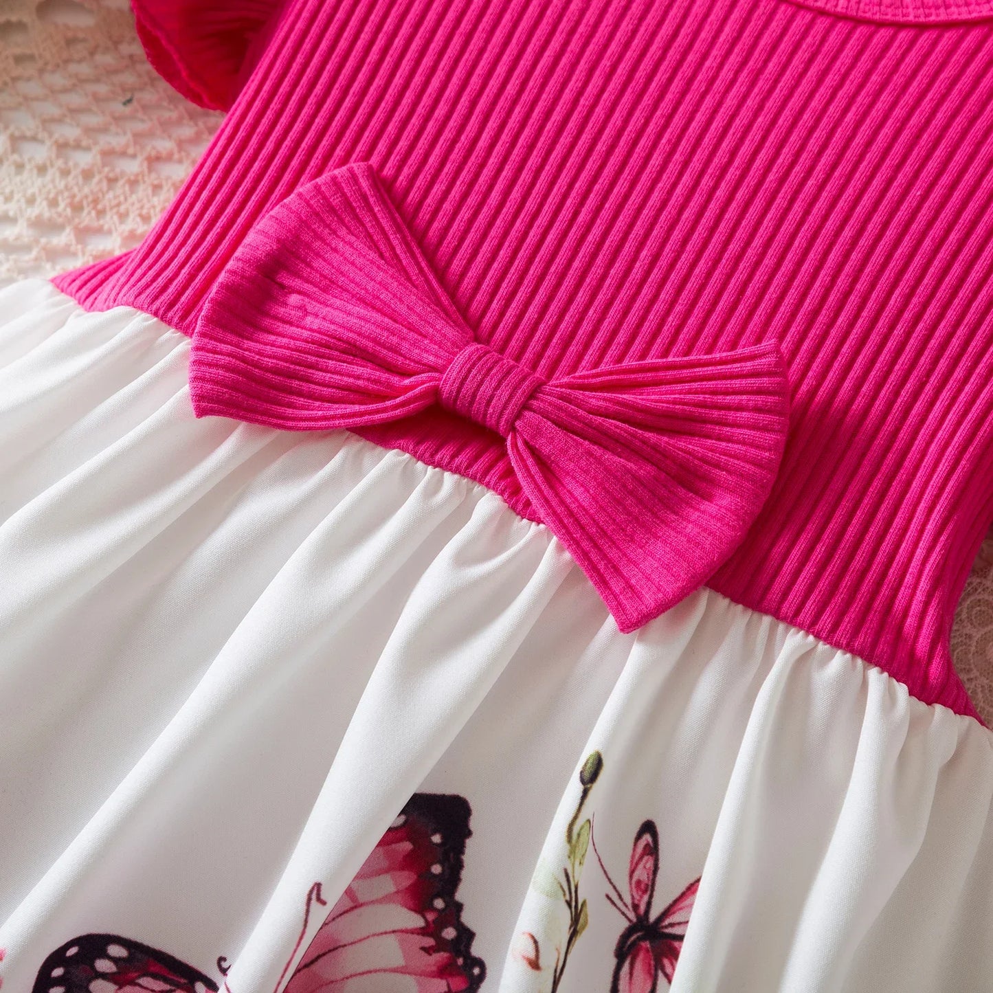 New Children's Dress for 3-8 Yrs Summer Dress Lotus Leaf Edge Design Bow Lace Up Star Sequin Sweet Tulle Kids Dresses for Girls