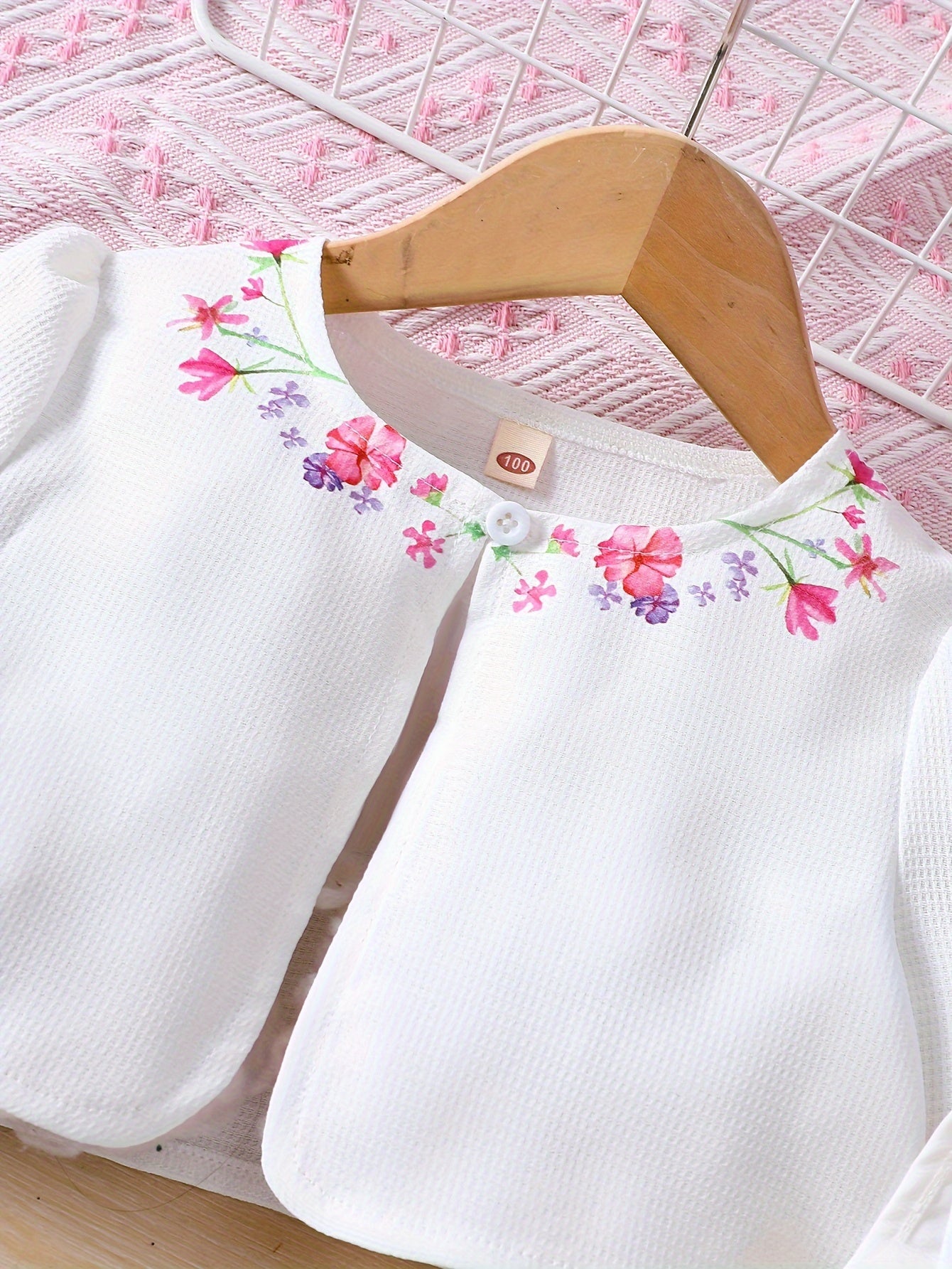two-piece Sweet & Floral Girl's Two-Piece Summer Outfit: Long Sleeve Cardigan + Sundress Set