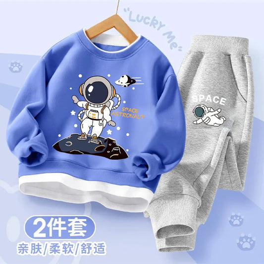 Children's Fall and Winter Clothing Sets Boys Thin Sweater and Sweatpants with Sports Suit Trendy Tops for Kids