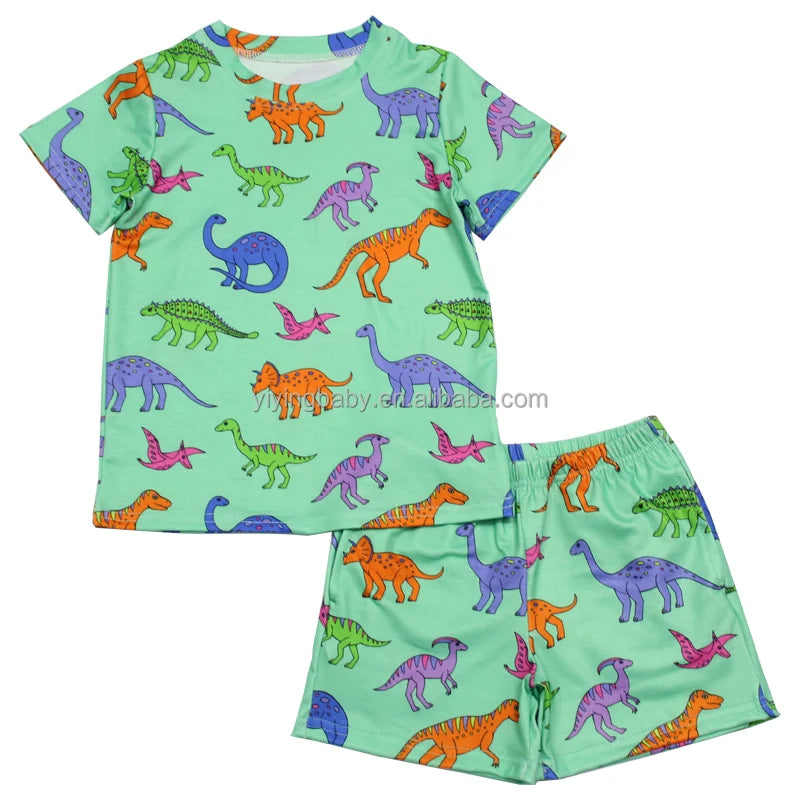 Yiying Custom Print Cotton Fabric for Girls Kids Summer Toddler Clothes Short Sets Boys Clothing Sets