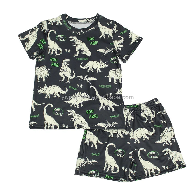 Yiying Custom Print Cotton Fabric for Girls Kids Summer Toddler Clothes Short Sets Boys Clothing Sets