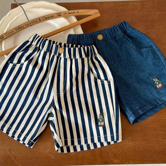 New Classic Shorts for Boys Girl Baby Cotton Stripe Elastics Waist Casual Summer Kids Shorts 0-4 Years