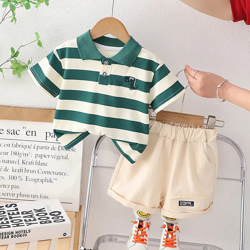 New Summer Baby Clothes Suit Children Boys Fashion Striped T-Shirt Shorts 2Pcs/Set Toddler Casual Sports Costume Kids Tracksuits