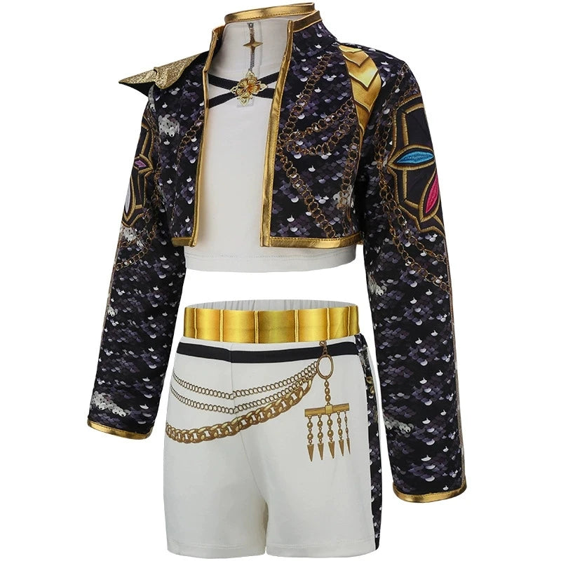 4-12 Years K-POP Rumi Cosplay Girls Clothing Sets Mira 3Pcs Girls Suits Halloween Zoey Birthday Party Costume New Kids Clothes