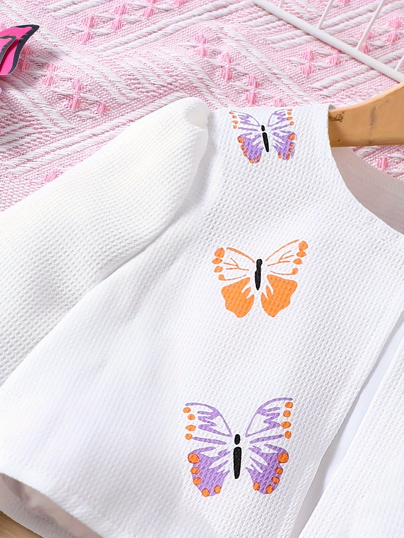 two-piece Sweet & Floral Girl's Two-Piece Summer Outfit: Long Sleeve Cardigan + Sundress Set
